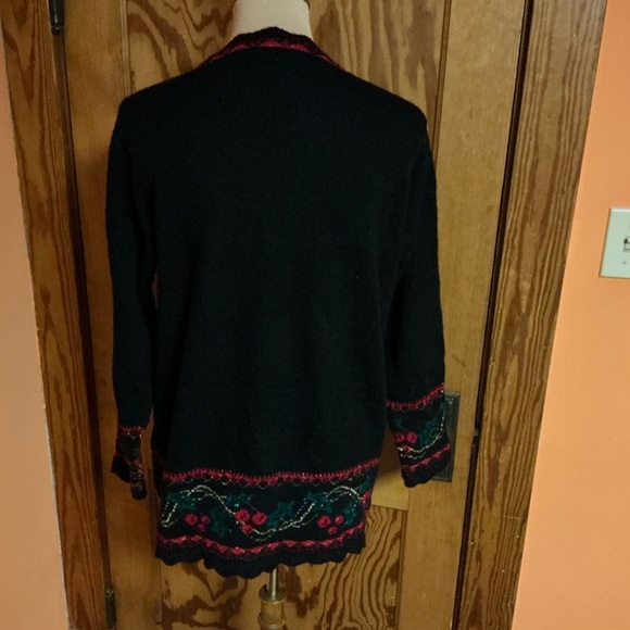 Vtg 90s oversized Christmas Wreath Glittery Sweater - Picture 10 of 13